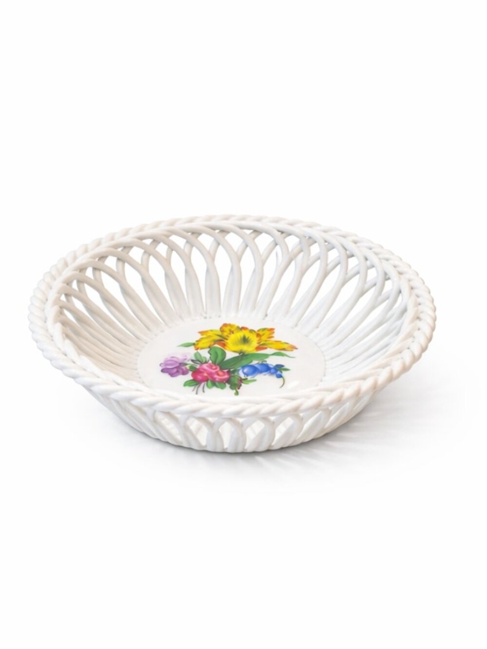 Herend Printemps BT Hand-Painted Porcelain Openwork Floral Bowl